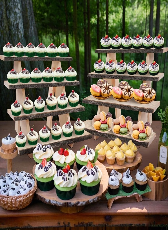 GrnVibe Display Stand 4 Tier Cupcake Stand Wooden Dessert Stands Rustic Display Riser Action Figure Stand,Display Stand for Vendor Events,Food Display,Decor,Birthday Party, Wedding, Baby Shower,Housewarming Gift - Image 3